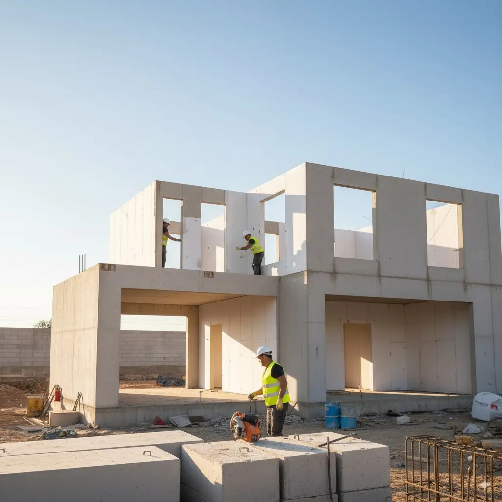 obra nueva en Logroño con estructura en proceso
